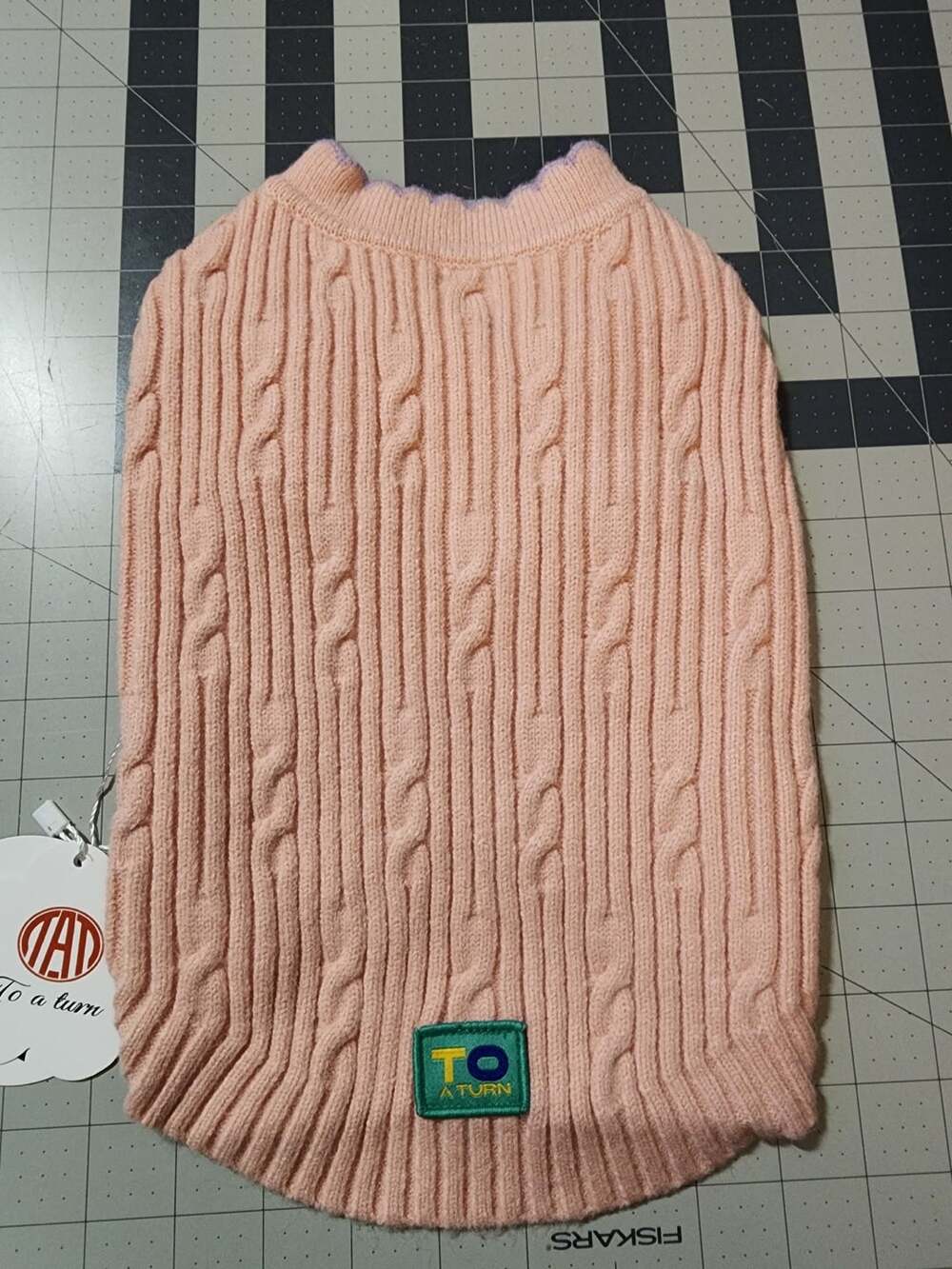 To A Turn Dog Sweater Size M Pink Cable Knit